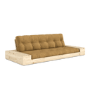 BASE Sofa bed – 101 Clear Lacquered Pine, 643 Golden Ochre, with side boxes