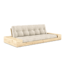 BASE Sofa bed – 101 Clear Lacquered Pine, 914 Linen, with side boxes